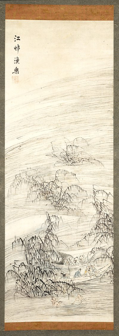 River Village And Fishing Pleasure (color y tinta sobre papel) de Ike no Taiga