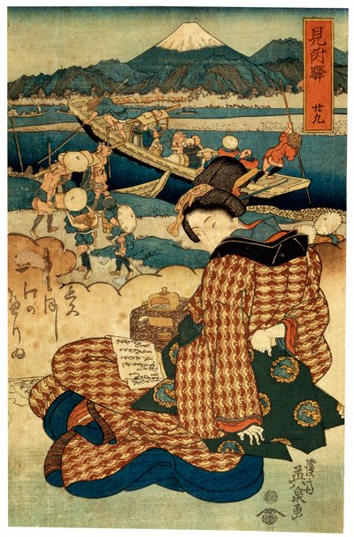 Estación 29. Mitsuke de la serie Las Bellezas de Tokaido, c. 1830-c. 1835 de Ikeda Eisen
