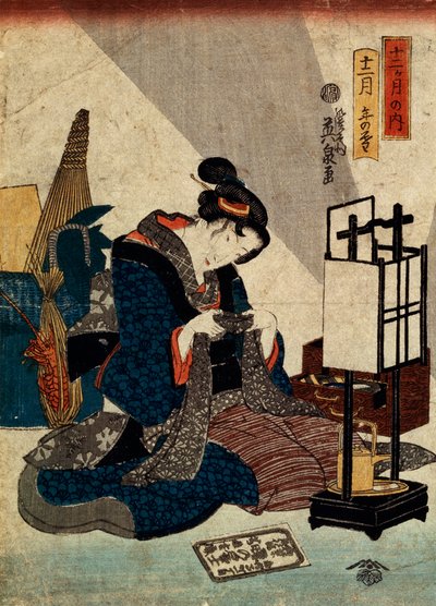 El fin del duodécimo mes de la serie Los Doce Meses, c. 1840-c. 1848 de Ikeda Eisen