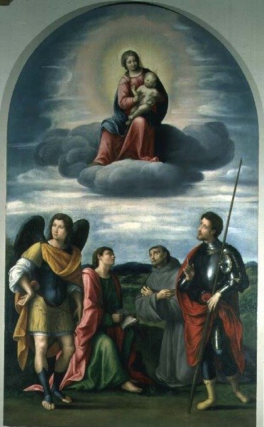 Madonna y el Niño con santos de Il  Francia