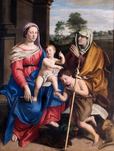 La Virgen y el Niño con Santa Isabel y el niño San Juan (óleo sobre lienzo) de Il (1609 85) Sassoferrato