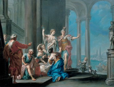 Aquiles y las hijas de Licomedes (óleo sobre lienzo) de Il Sansone