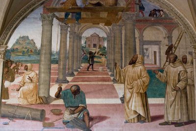 Vida de San Benito, Escena 11: Benito funda doce monasterios de Il Sodoma