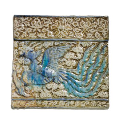 Azulejo con fénix, de Kashan, Irán, periodo iljaní, principios del siglo XIV (pasta de piedra) de Ilkhanid Ilkhanid