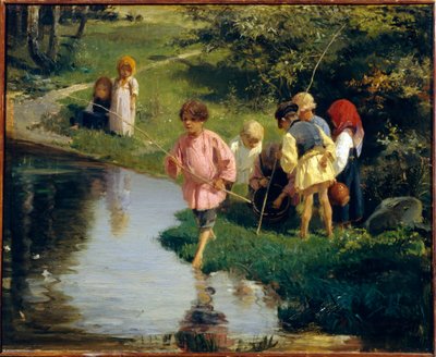 niños pesca de Illarion Mikhailovich Pryanishnikov
