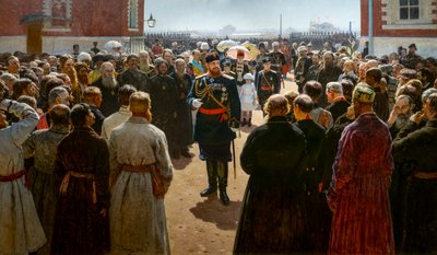 ALEJANDRO III RECIBIENDO A LOS DECANO DE CANTON EN EL PATIO DE PALACIO de Ilya Efimovich Repin