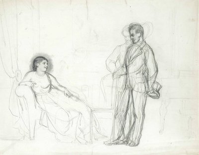 Adelina Patti (1843-1919) como Violetta en la ópera La traviata de Giuseppe Verdi par Repin, Ilya Yefimovich (1844-1930), finales de la década de 1860-principios de la de 1870 - Lápiz sobre papel - Palacio de Constantino, San Petersburgo de Ilya Efimovich Repin