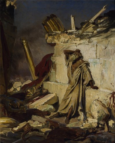 Jeremías lamentando la Destrucción de Jerusalén, 1870 de Ilya Efimovich Repin