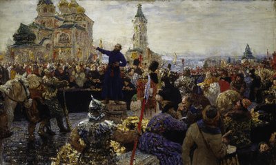 Kouzma (Kuzma) Minin (fallecido en 1616) llama al pueblo de Nizhny Novgorod en 1611 (Levantó al pueblo de Moscú contra los polacos) (Minin apela al pueblo de Nizhny Novgorod en 1611) - Pintura de Ilya Yefimovich Repin (1844-1930) ), óleo sobre lienzo de Ilya Efimovich Repin
