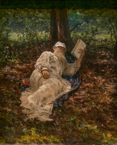 LEON TOLSTOI EN DESCANSO EN EL BOSQUE de Ilya Efimovich Repin