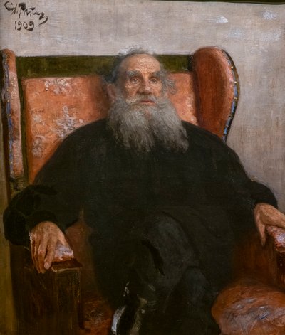 LEON TOLSTOI EN UN SILLÓN ROSA de Ilya Efimovich Repin