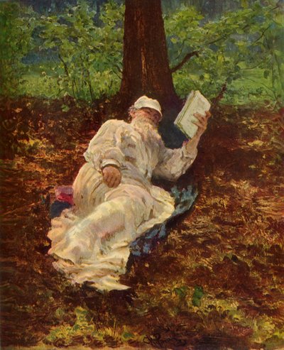 León Nikoláievich Tolstói descansando en el bosque de Ilya Efimovich Repin