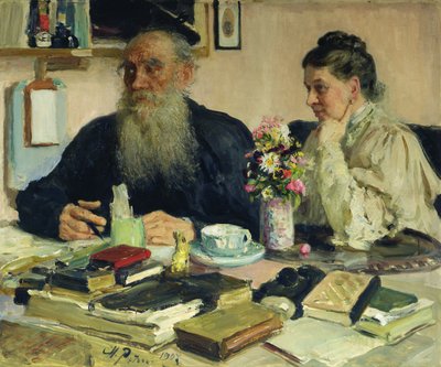 León Tolstói con su esposa en Yasnaya Polyana, 1907 de Ilya Efimovich Repin