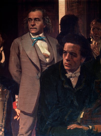 Los compositores Anton Rubinstein (1829-1894) y Alexander Serov (1820-1871). Detalle del cuadro Compositores eslavos. Pintura de Ilya Yefimovich Repin (Ilia Repine) (1844-1930), óleo sobre lienzo de Ilya Efimovich Repin