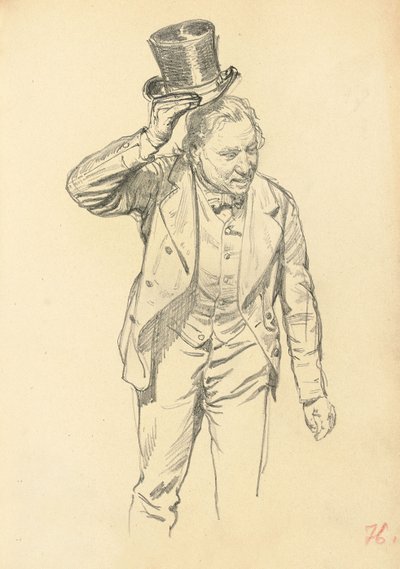 Hombre levantando su sombrero, c. 1872-1875 de Ilya Efimovich Repin