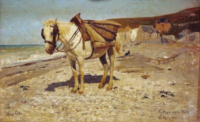 Caballo para arrastrar piedras en Veules de Ilya Efimovich Repin