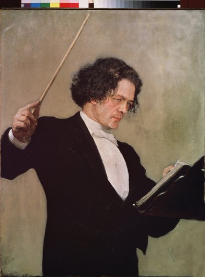Retrato del compositor Anton Rubinstein (1829-1894). Pintura de Ilya Yefimovich Repin (Ilia Repin) (1844-1930), óleo sobre lienzo de Ilya Efimovich Repin
