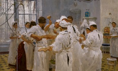 EL CIRUJANO EVGUÉNY PAVLOV EN LA SALA DE OPERACIONES de Ilya Efimovich Repin