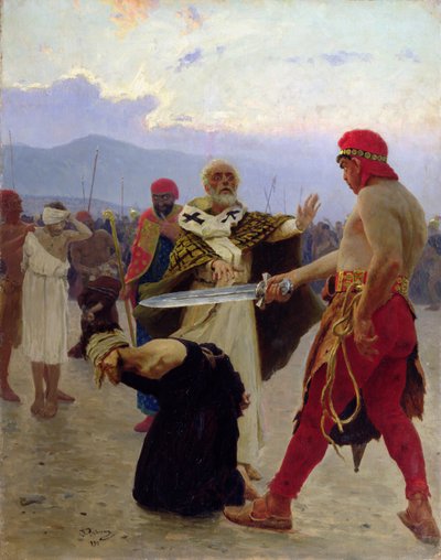 San Nicolás de Myra salva a tres inocentes de la muerte, 1890 de Ilya Efimovich Repin