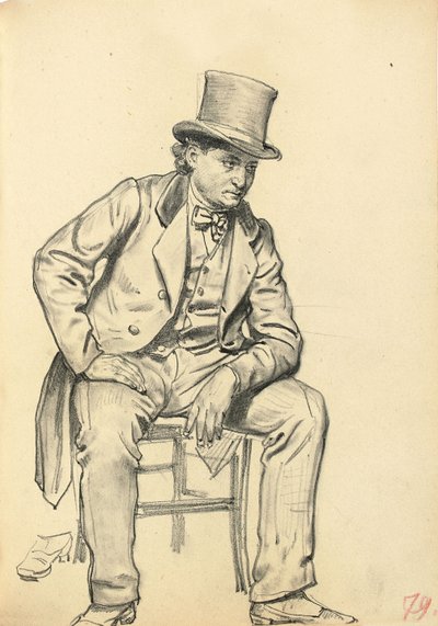 Hombre sentado, brazo apoyado en su pierna de Ilya Efimovich Repin