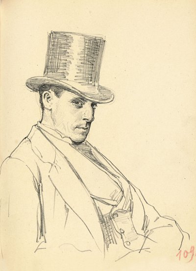 Hombre sentado con sombrero de copa de Ilya Efimovich Repin