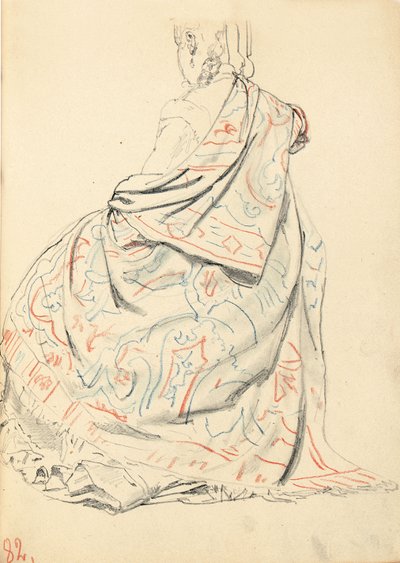 Estudio para "Un café parisino": Vestido de una mujer sentada desde atrás, c. 1872-1875 de Ilya Efimovich Repin