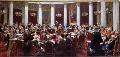 La sesión centenaria del Consejo de Estado en el Palacio de María el 5 de mayo de 1901 de Ilya Efimovich Repin