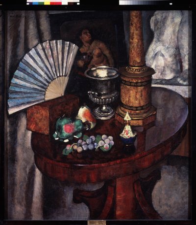 Nature morte avec eventail (Naturaleza muerta con abanico). Peinture de Ilya Ivanovich Mashkov (Ilia Machkov, Matchkov) (1881-1944), huile sur toile de Ilya Ivanovich Mashkov