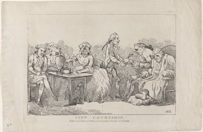 Cortejo en la ciudad, 1786 de Imitator of Thomas Rowlandson.