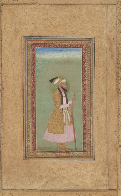 Retrato de un Príncipe con un Rubí de Indian 18th Century