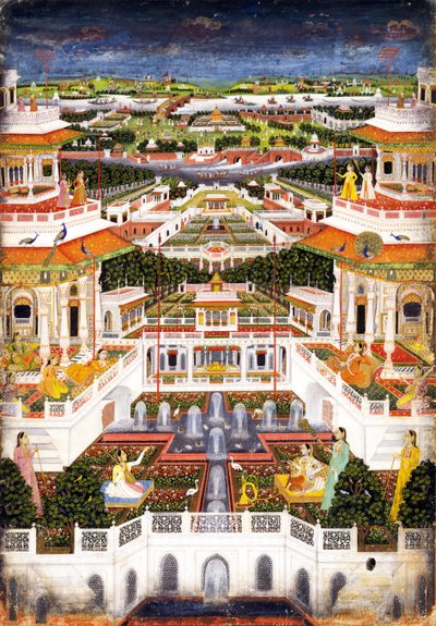 Un complejo palaciego con jardines de harén, ca 1764-1765 de Indian Art
