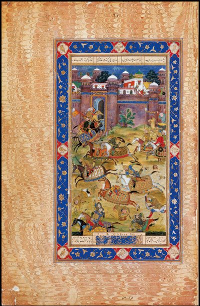 Nariman mata al hijo del Khaqan de China. De la epopeya Garshaspnama de Asadi Tusi de Indian Art