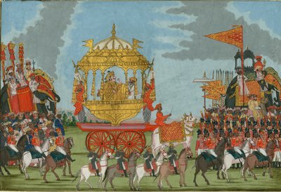 Raja de Tanjore Montando un Elefante hacia una ceremonia de matrimonio, c. 1780 de Indian Art