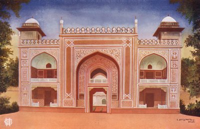 Agra: La puerta del mausoleo de Etmadudowla (foto en color) de Indian photographer