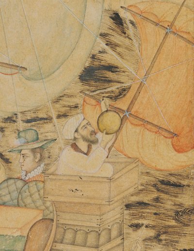 Una carabela atacada por un monstruo marino, India mogol, c.1590 de Indian School