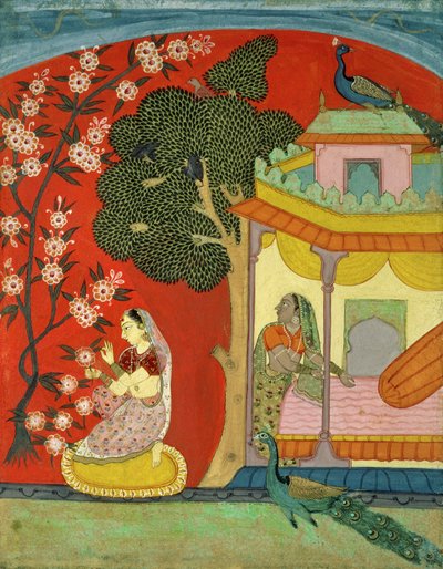 Una dama recogiendo flores, Rajasthan del Sur o Deccan, c.1675 de Indian School