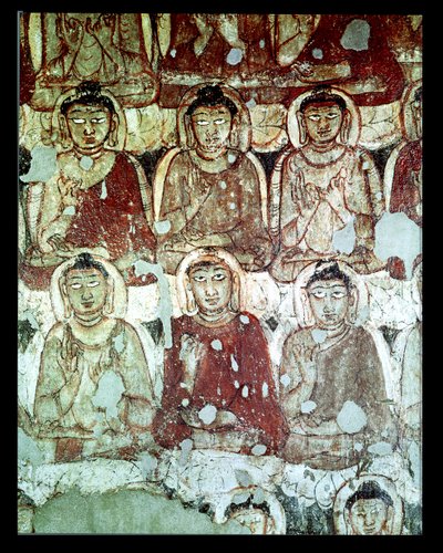 Una multitud de Budas sentados (detalle), del interior de la Cueva 2 de Indian School