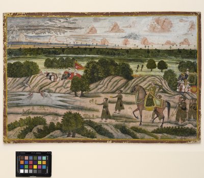 Un nawab y sus sirvientes en una expedición de caza, c.1780 de Indian School