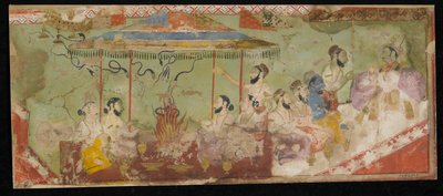 Ceremonia Sacrificial, folio de álbum con pintura de Indian School