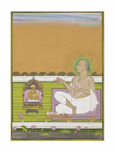 Un sabio de la secta Pushtimarg y Shri Nathji, c.1850 de Indian School