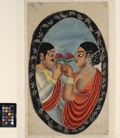 Un petimetre visita a una cortesana (recto), c.1880 de Indian School