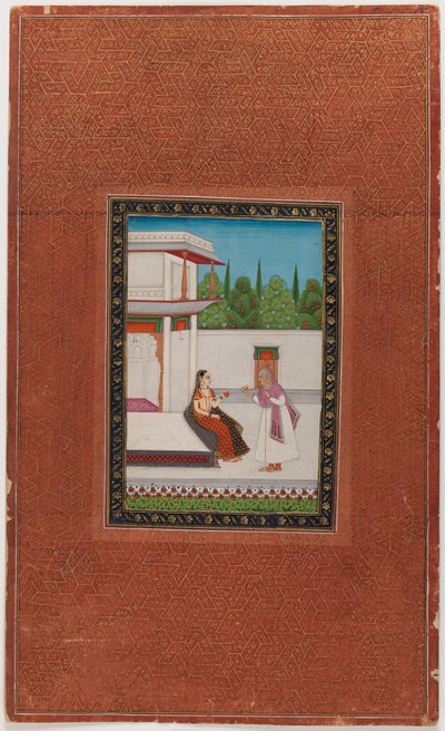 Una dama y su sirviente anciano, 1875-1900 de Indian School