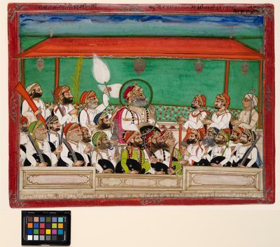 Un maharana fumando su hookah en durbar, c.1870 de Indian School