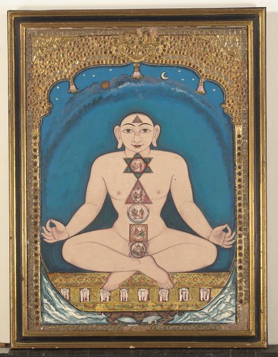 Pintura sobre tabla de un Tirthankara de Indian School