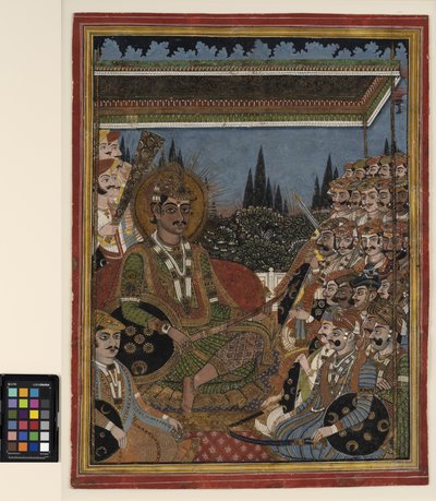 Un príncipe en darbar bajo un dosel, c.1880 de Indian School