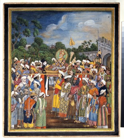 Akbar Shah II recibe al residente británico, c.1810 de Indian School