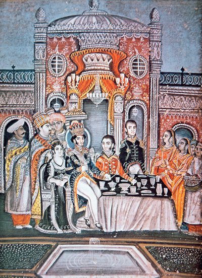 Un príncipe indio entretiene a funcionarios británicos, c.1810 de Indian School