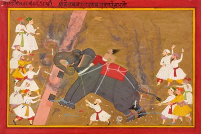 Un elefante se desboca, c.1700 de Indian School
