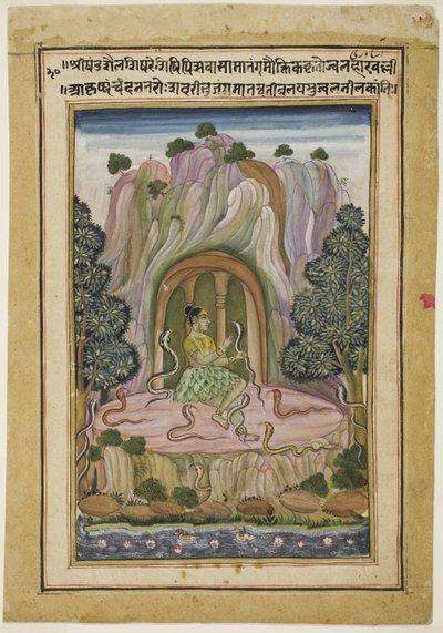 Asavari Ragini: Una Yoguini femenina (Página de un conjunto de Ragamala) de Indian School