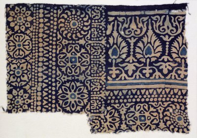 Fragmento textil estampado en bloque, indio de Indian School
